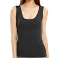 Dam Basic Linne Termounderkläder, Tjockfodrad Tank Top, Svart