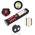 Miniatyrbild 7 av 8: USB-laddningsbar COB LED-arbetslampa Nödficklampa