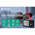 Miniatyrbild 9 av 10: Hosome Projektionsväckarklocka, Digital Väckarklocka Inomhustemperatur 4 Ljusstyrkenivåer 2 Volymnivåer Justerbar 9 Minuters Snooze-funktion 12/24H