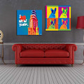 Miniatyrbild 3 av 8: Färgglad mönstrad canvasväggmålning Bild Hemmakontor