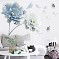 Miniatyrbild 2 av 5: Stora Blåa Blommor Väggdekaler | Blomsterdekaler för Sovrum Vardagsrum TV Bakgrund Heminredning