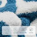 Miniatyrbild 4 av 6: Baby Filtar med Smiley Faces Rutig Vändbar Mjuk Mysig Varm Filt för Säng Soffa Resa Sky blue