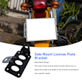Miniatyrbild 7 av 8: Sidomonterat Motorcykelregistreringsskyltfäste Universell Passform Justerbar Höjd Aluminiumlegering Konstruktion Horisontell Vertikal Installation Hållbar