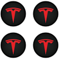 Miniatyrbild 1 av 3: Hjulnavkapslar Cover (4st) för KAVANIC Tesla Model Y Model 3 Modifiering Cover (svart/mattsvart) Red \/ Matte Black Red \/ Matte Black