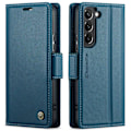 Miniatyrbild 1 av 8: Samsung S21 - Fodral Premium Läder RFID Skyddat CaseMe® Blå Blue