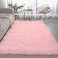 Miniatyrbild 4 av 5: Mjuk Fluffig Matta, Halkfri Golvmatta för Vardagsrum, Mysig för Vintern (Rosa, 140 x 200 cm)