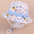 Pikkukuva 1 / 7: Ny Panama Baby Flickhatt Cap Resor Pojkar Fiskarkeps Cap Barn Hinkhattar Bomull Toddler Baby Blomma Bowknot Vit 54cm (passar 3-8 år)