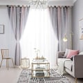 Miniatyrbilde 3 av 5: Paneler Gradient Stjerner Gardiner Draper for Barn Jenter Soverom Stue Dobbelt Lag Blackout Grå Rosa Grommet Vindu