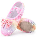 Miniatyrbillede 1 af 7: Piger med delt sål Rosetknude Paljetballetsko, lette bløde dansesko til præstation Øv yoga Multicolor CN25(EU26.5)