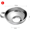 Pikkukuva 2 / 8: Säilöntäsuppilo - Ruostumattomasta teräksestä valmistettu säilöntäsuppilo keittiöön, leveäsuinen suppilo, keittiövälineet, suppilo kahvalla hillolle (L) L