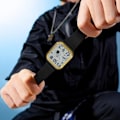 Miniatyrbild 6 av 7: Herrarmbandsklocka med fyrkantig urtavla, multifunktionell elektronisk klocka, 50m vattentät, fritidsdigital klocka för män med gummiband, svart guld black gold