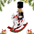 Miniatyrbillede 1 af 8: Stående Træ Nøddeknækker Vippehest Julepynt, 12\" B