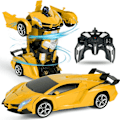 Miniatyrbilde 1 av 7: Fjernstyrt bil, 1:18 Transformerende leker fjernkontroll omdanne bil, 2-i-1 Transform robotleketøy med 2,4 GHz fjernkontroll Gul - Lamborghini
