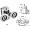 Miniatyrbilde 4 av 5: Sett med 4 doble hjul - For skyvedusjdører, 2 hjul 23 mm diameter sinklegering baderom