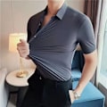 Miniatyrbillede 7 af 7: Herre T-shirt Langærmet Sommer Slim Fit Stretch Business 2023 Nye Herre Skjorte Grå Kortærmet M