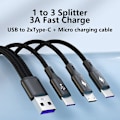 Miniatyrbilde 5 av 8: Multi USB C Splitter Kabel, USB A till Dubbel Typ-C + Micro USB