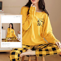 Miniatyrbild 4 av 7: Vårt höst stora storlek 5XL kvinnor polyester pyjamas rutig sovkläder långärmade hemmakläder set damer simm lös casual pijamas W9 kvinnor pyjamas 4XL