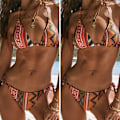 Miniatyrbild 1 av 6: Bikiniset för damer med snörning i sidan, stringtrosa, badkläder, flerfärgad Multicolour S