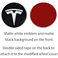 Miniatyrbild 3 av 3: Hjulkapsel Emblem Dekal för Tesla Model 3 Model Y Navkapslar Hjulfälg Dekal Vit Emblem & Matt Svart Bakgrund