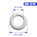 Miniatyrbilde 3 av 4: 5/16\" x 0,688\" OD Flate Skiver - 100 stk 316 Rustfritt Stål Flate Skiver Silver 5/16"/316