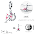 Miniatyrbilde 6 av 7: 925 Sølv Grön Fyrblad Kløver Rosa Stjerne Fit Pandora Original Armbånd Charm Perler Halskjede Diy Kvinne Smykker SMC3649