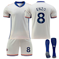 Miniatyrbillede 1 af 2: Chelsea Hjemmefodboldtrøje til Børn 2024-2025 - Udebanekamp - Enzo Nr. 8 - Strømper 26 No. 8 - Socks 26