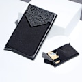 Miniatyrbillede 1 af 7: Kulfiberkortholder Punge Herrer RFID Sort Magic Trifold Læder Smal Minipung Lille Pengepung Mand Pung Pung Kvinder Sort C