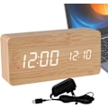 Miniatyrbild 7 av 8: Snygg Träväggklocka med Smart Alarm, LED-Display, Justerbar Ljusstyrka för Sovrum bamboo color