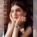 Miniatyrbillede 2 af 7: Enkel Dame Armbåndsur i Rustfrit Stål Elegant Analog Kvarts Lysende Sort B Black B