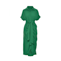 Miniatyrbild 4 av 9: Ditsy Tie Front Button Up Boho Midi T-shirt Klänningar (Grön L)