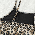 Miniatyrbillede 4 af 7: 5-14 år børnetøj til teenagere piger Leopard bikini sæt delt todelt sommer pige badetøj sort 5-6