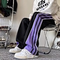 Pikkukuva 3 / 7: Hikihousut Miesten Syksy Ja Talvi Korkea Katu Amerikkalainen Muotimerkki Raidallinen Saumat Sport Housut Löysä Suora Laaja Jalka Casual Casuale Housut Harmaa XL