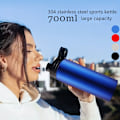 Miniatyrbillede 3 af 7: 700 ml stor kapacitet udendørs vandflaske 304 rustfrit stål bærbar cykling sport vand kop til kvinder Sort