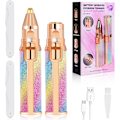 Miniatyrbilde 1 av 7: Ansikts-epilator, 2-i-1 LED-øyenbryns- og ansiktshårsklipper, smertefri og oppladbar for bikinilinje, leppe, nese