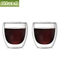 Miniatyrbild 1 av 7: 80ml dubbelväggig glaskopp 2/12ST Transparent handgjord värmebeständig tedrink set Espresso kaffe Mjölkmuggar Present 2pcs 150ml Som visas