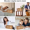 Miniatyrbild 3 av 8: Snygg Träväggklocka med Smart Alarm, LED-Display, Justerbar Ljusstyrka för Sovrum bamboo color
