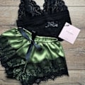 Miniatyrbilde 4 av 7: Sexy Pyjamas för Kvinnor 2 Bitar Topp Shorts Set Nattkläder Kläder Spets Pyjamas Underkläder Underkläder Underkläder Lila S