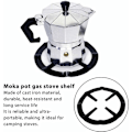 Miniatyrbilde 5 av 5: Stål Moka gryteholder for gasskomfyr, metall gassring reduksjon, kaffetrakter reduksjon hylle ring for matlaging, 1 stk, svart, Fon