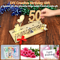 Miniatyrbillede 8 af 8: Træskilt gæstebog, Træskilt gæstebog 50 års fødselsdag, gæstebog fødselsdag som en personlig gave med LED-lyskæde fødselsdag årsdag for 70 år mand kvinde 50