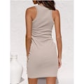 Miniatyrbild 4 av 7: 2023 Dam Sommar Casual Ärmlös Strand Tank Klänning Bodycon Ruched Miniklänningar Aprikos XL Apricot XL