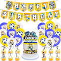 Miniatyrbillede 1 af 5: Real Madrid Fodbold Fødselsdagsfest Tilbehør Banner Balloner Kagepynt Dekoration