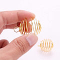 Pikkukuva 4 / 5: Spiral Bead Cages Hopeapinnoitetut Ripustimet Kaulakorun Ripustimet Korujen Valmistukseen Käsityötarvikkeet Kulta gold S M L