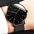 Miniatyrbillede 6 af 7: Herreur 2023 Klokker Mænd Minimalistisk Ultratynd Ure Herremode Rustfrit Stål Mesh Bælte Kvarts Ur Relogio Masculino M Orange Rose Gold