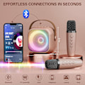 Pikkukuva 4 / 4: Mini Karaoke-laite 2 mikrofonilla ja juhlavaloilla - Ruusukulta Rose Gold 2 Mics