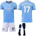 Miniatyrbild 1 av 2: Manchester City Hemma Barn & Vuxen Fotbollströja Kit med Strumpor 2024-2025 No.17 DE BRUYNE No.17 DE BRUYNE M