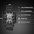 Miniatyrbillede 5 af 7: Quartz armbåndsur til mænd business rustfrit stål ur lysende analog armbåndsur multifunktionel chronograph ur mode firkantet ur Sort B Black B