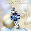 Miniatyrbillede 4 af 7: Enkel Dame Armbåndsur i Rustfrit Stål Elegant Analog Kvarts Lysende Blå B Blue B