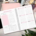 Miniatyrbillede 6 af 6: 52 ugers ugeplanlægger notesbog A5 udateret spiral notesbog daglige studieplaner journalpapir kontor skoleartikler pink-A5