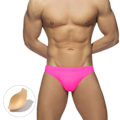 Miniatyrbilde 1 av 7: Badebukser for menn Strandbukser Surfing Lav midje Sexy surfebrett Ensfarget badetøy Polstret Push-up Badedrakter Rosa med pute M