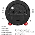 Miniatyrbillede 3 af 5: Analogt vækkeur, 4 tommer super stille, ikke-tikende lille ur med natlys, batteridrevet, enkelt design, til soveværelse, seng, skrivebord Sort Black